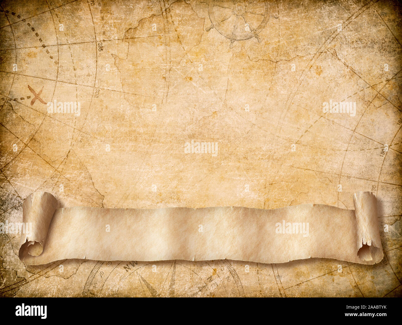 Mappa vecchia con sfondo bianco carta di scorrimento banner per il tuo testo Foto Stock