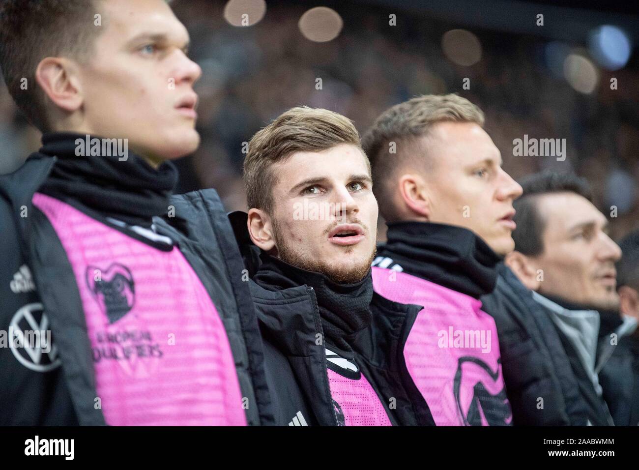 Timo WERNER (GER) viene suonato l'inno nazionale, Soccer Laenderspiel, Campionato Europeo di qualificazione, gruppo C, Germania (GER) - Irlanda del Nord (NIR) 6: 1, il 19/11/2019 a Francoforte / Germania. € | Utilizzo di tutto il mondo Foto Stock