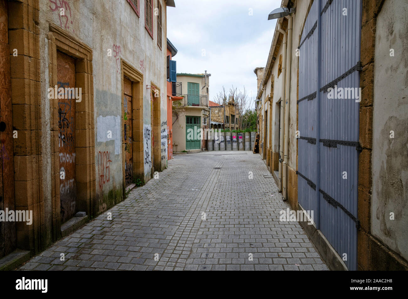 Nicosia / ONU zona buffer / immagine che mostra parti dell'ONU zona di buffer in Nicosia, adottata nel marzo 2017. Foto Stock
