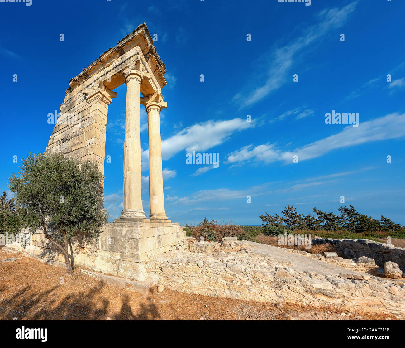 I ruderi di antiche Apollo Hylates santuario e tempio nei pressi di Limassol, Cipro. Foto Stock