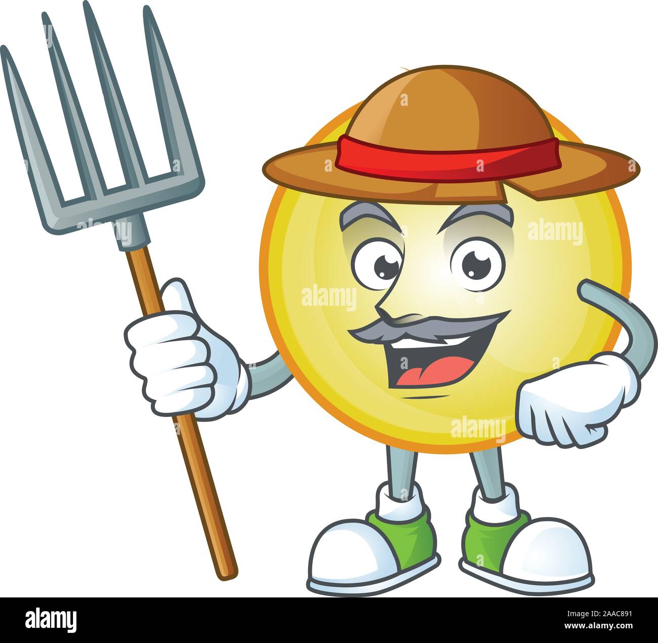 Oro Pallina natale isolato con carattere agricoltore Illustrazione Vettoriale