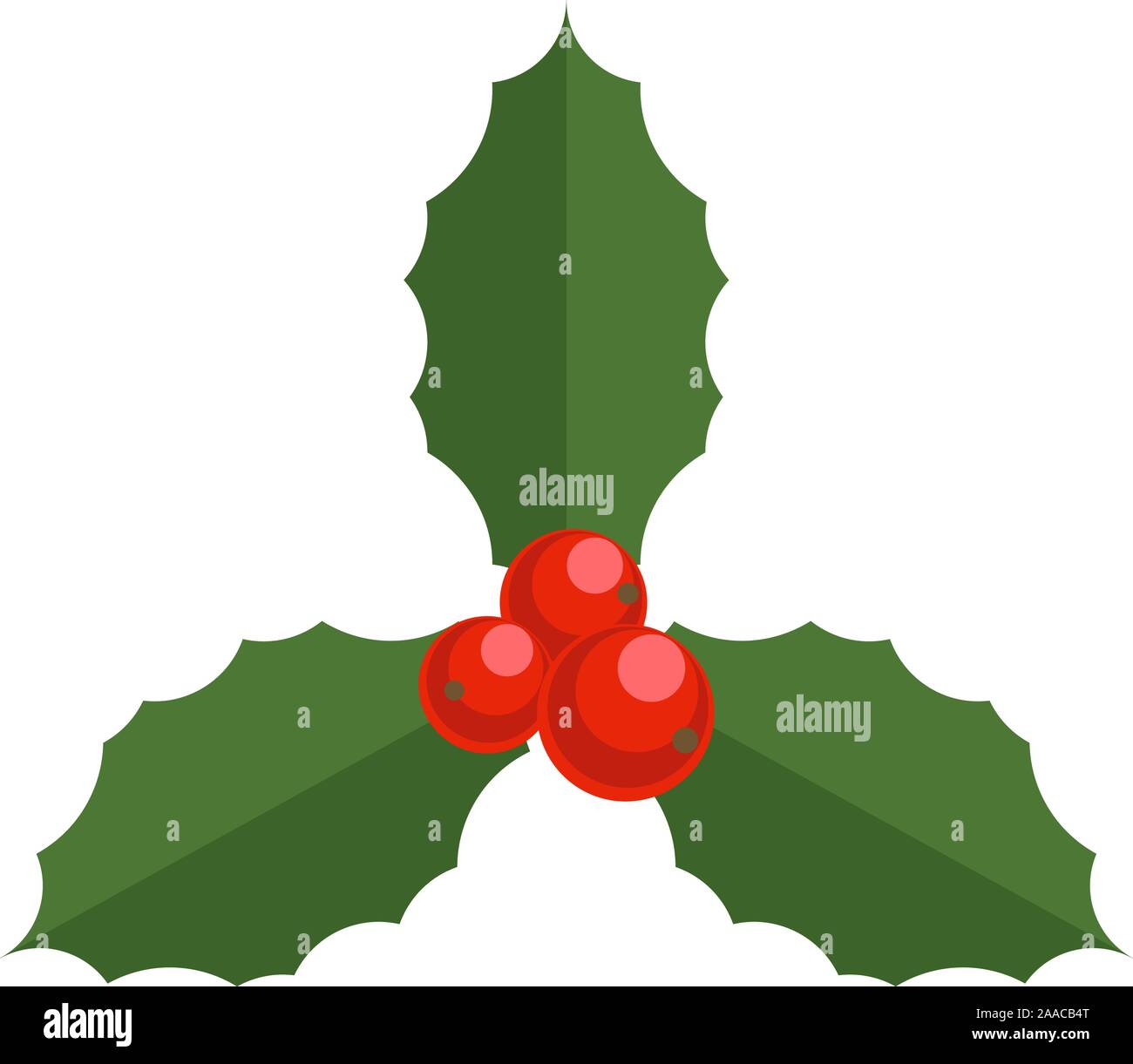 Holly berry Christmas Icona. Elemento di design. Cartoon semplice decorativo di vischio il rosso e il verde ornamentale. Illustrazione Vettoriale