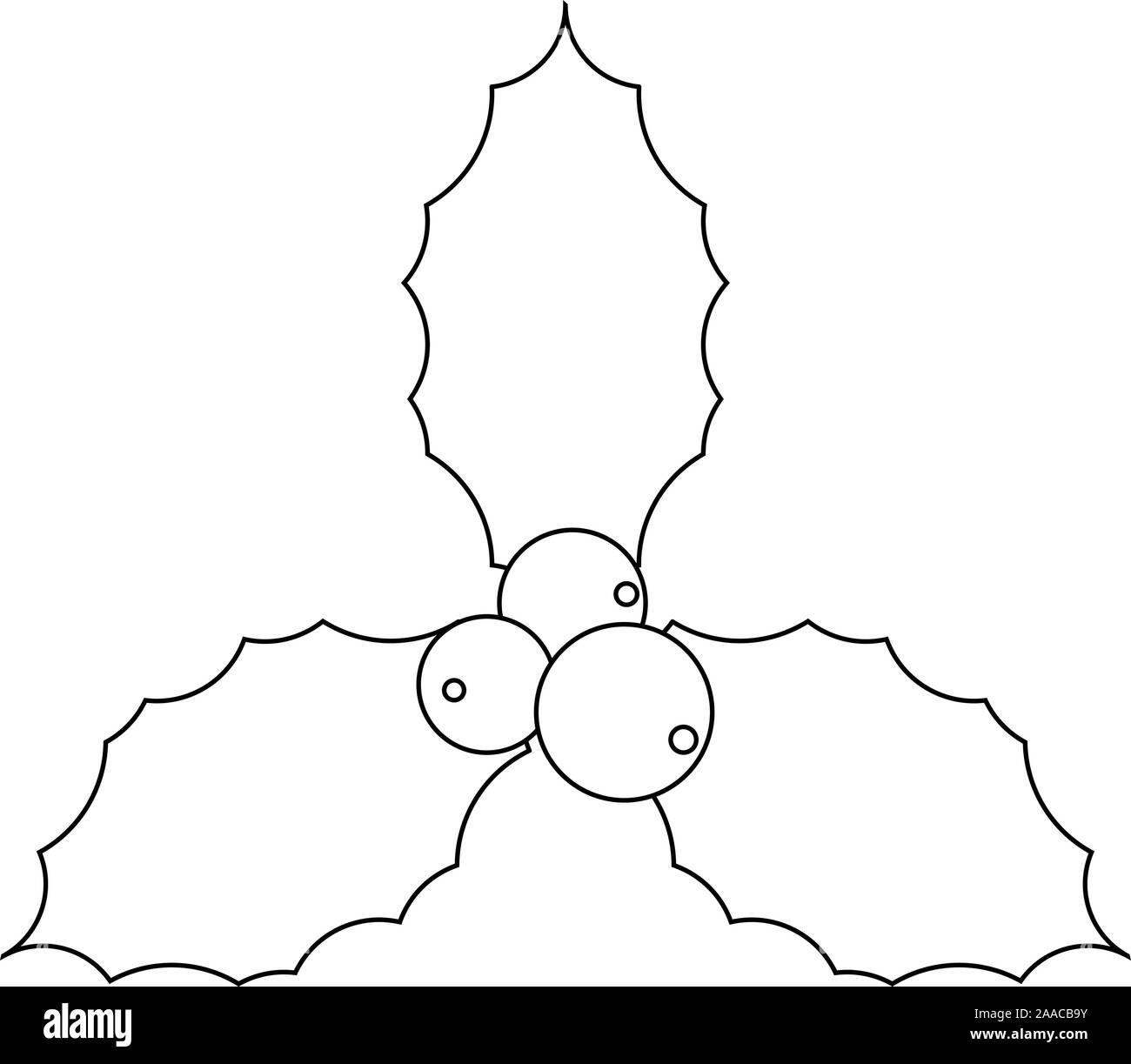 Silhouette nera di agrifoglio. Vischio. Illustrazione Vettoriale. Illustrazione Vettoriale