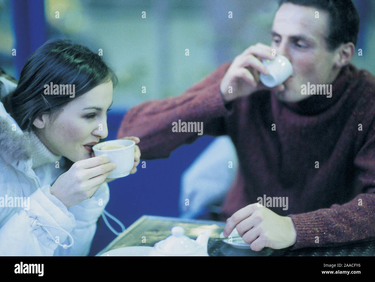 coppia in un bar Foto Stock