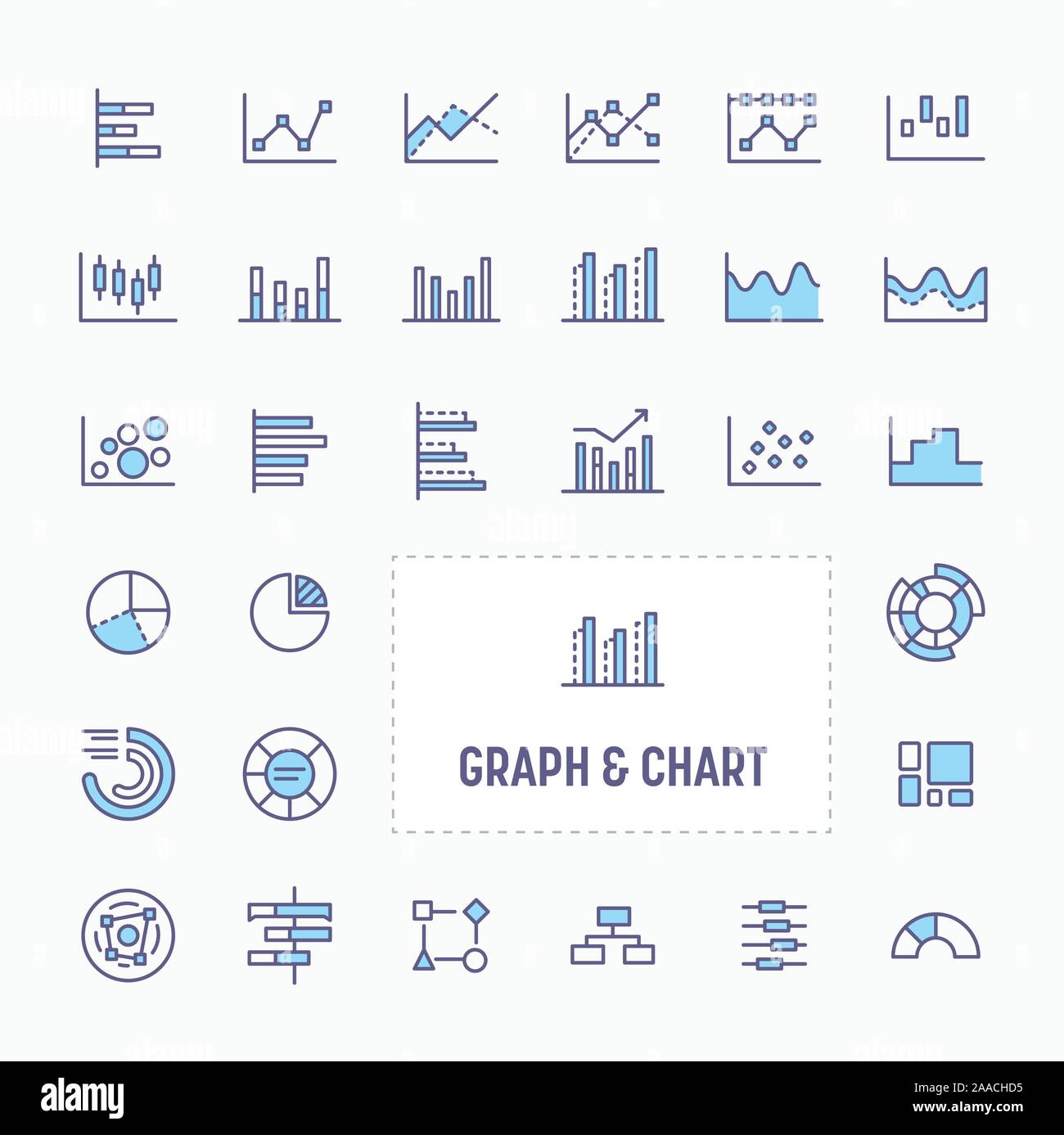 Grafico, lo schema e la tabella - linea sottile, sito web application & presentazione icona. semplice e minima icona Vettore e illustrazione collezione. Illustrazione Vettoriale