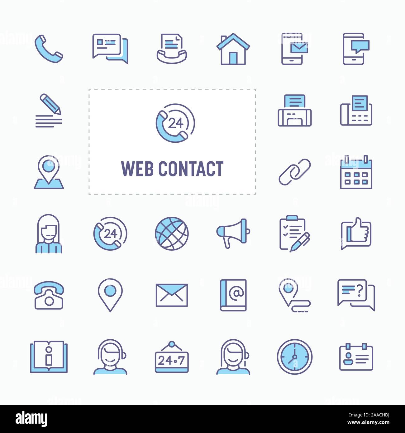 Sito internet e contatto - linea sottile, sito web application & presentazione icona. semplice e minima icona Vettore e illustrazione collezione. Illustrazione Vettoriale