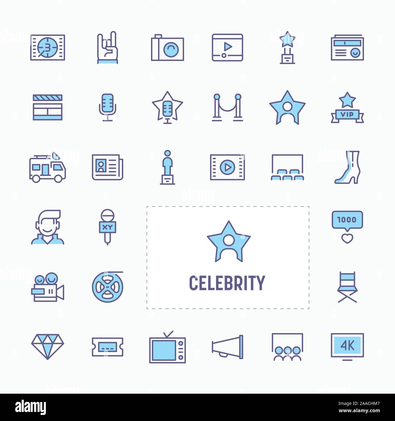Celebrity - linea sottile, sito web application & presentazione icona. semplice e minima icona Vettore e illustrazione collezione. Illustrazione Vettoriale