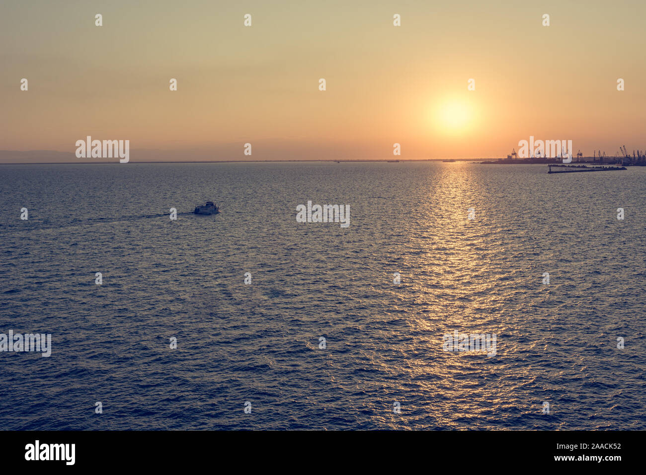 Panorama spettacolare vista del tramonto in sul Golfo Termaico. Foto Stock