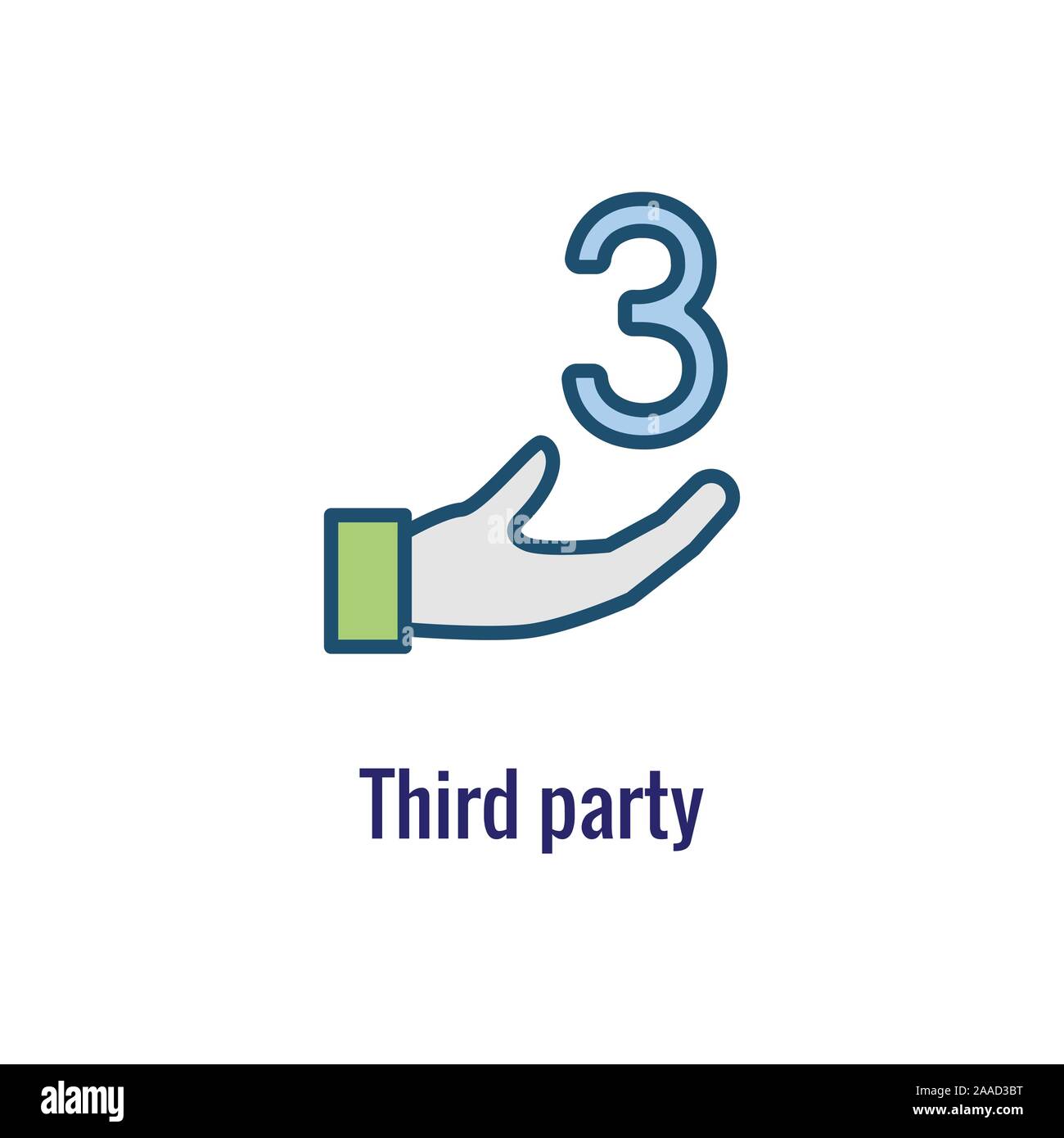 Icona di logistica con la mano e il numero tre Illustrazione Vettoriale