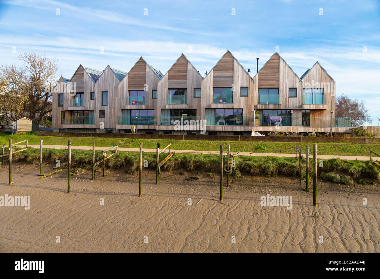 Canale di roccia Quay sviluppo, segala, East Sussex, Regno Unito Foto Stock