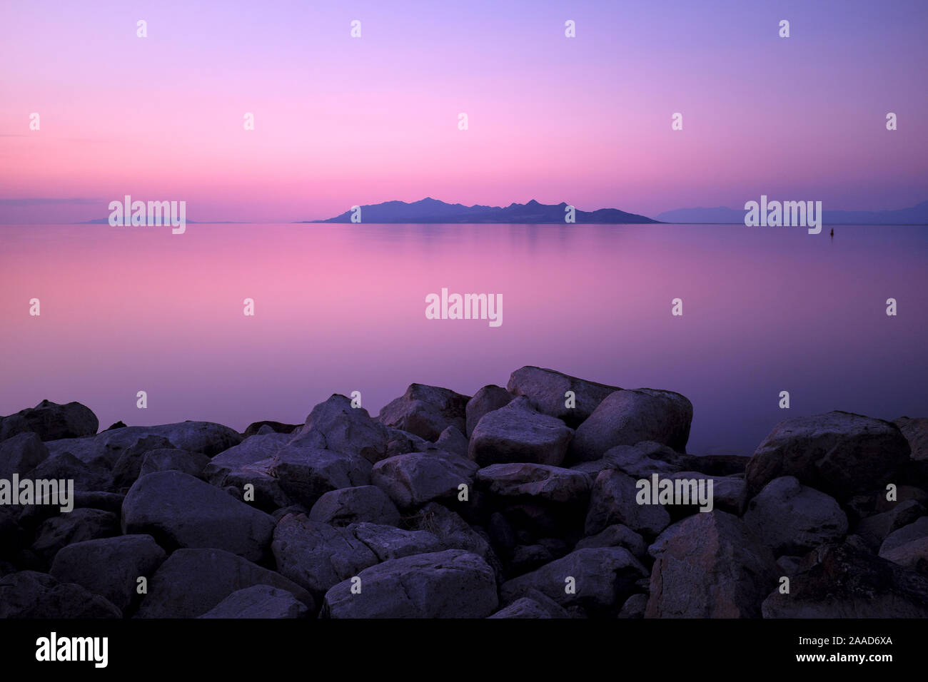 Grande Lago Salato al tramonto, Utah, Stati Uniti d'America Foto Stock