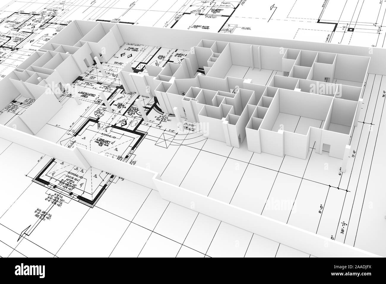 Appartamento mockup il blueprint Foto Stock