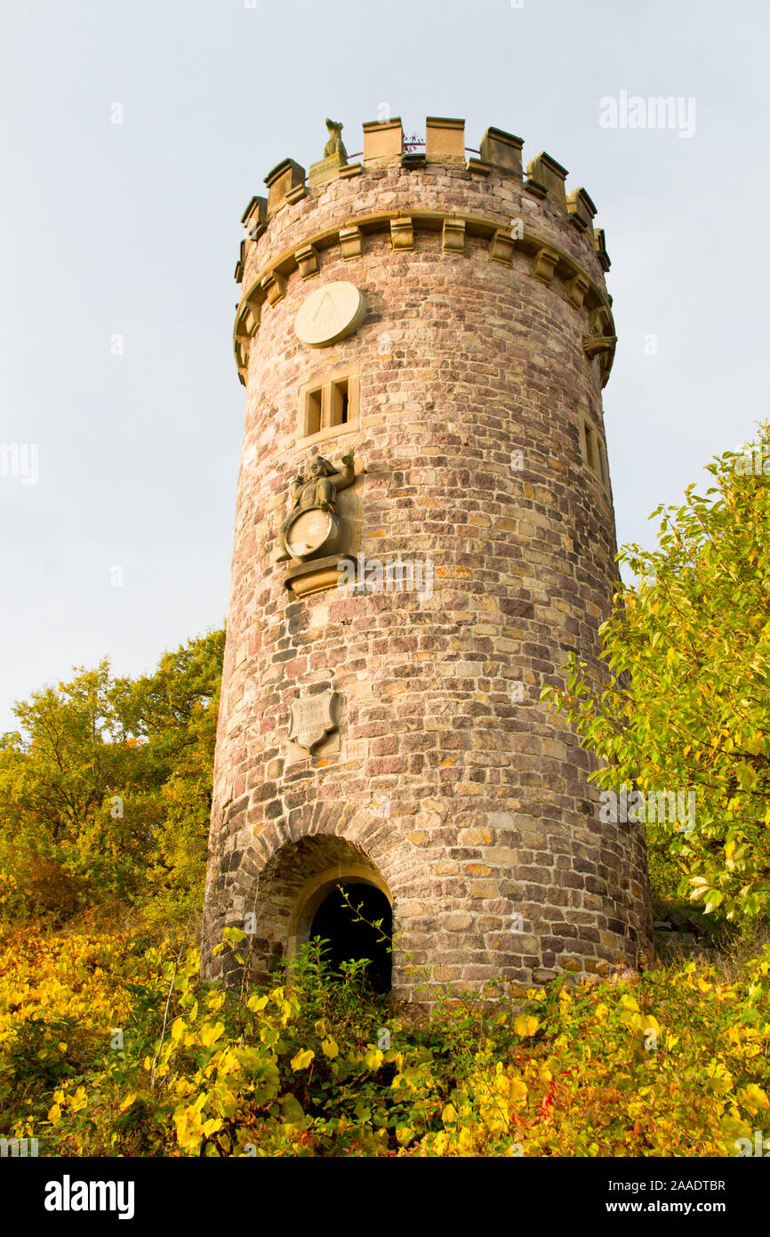 Deutschland,Renania-Palatinato,Rheinhessen,Ajaxturm auf der Hiwweltour-Heideblick bei Siefersheim Foto Stock