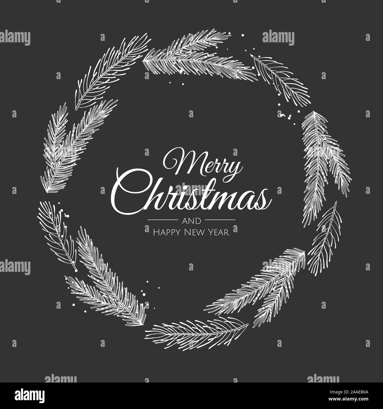 Telaio di natale con piante d'inverno. Illustrazione botanica. Illustrazione Vettoriale