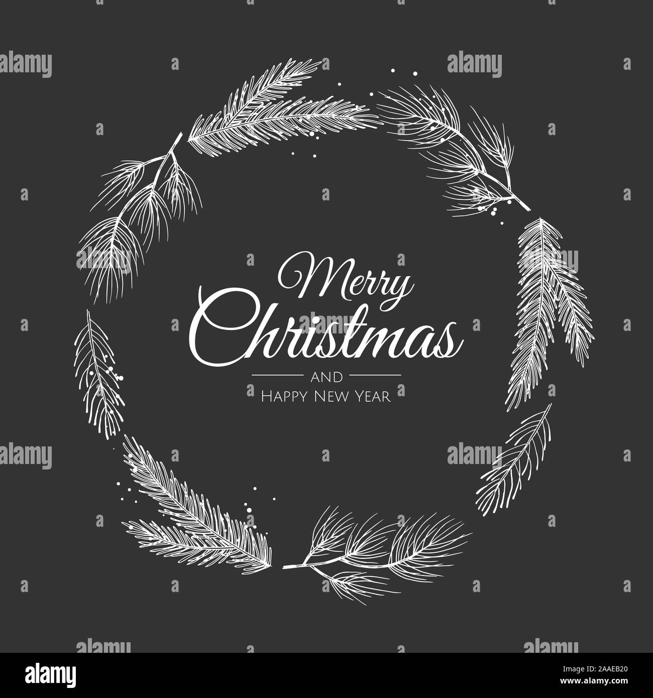 Telaio di natale con piante d'inverno. Illustrazione botanica. Illustrazione Vettoriale