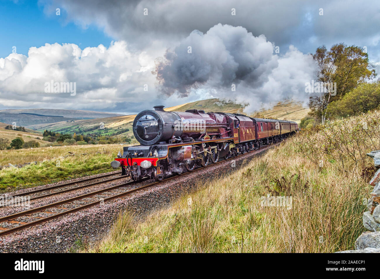 La LMS 4-6-2 Princess Royal Class, la Principessa Elisabetta 6201 treno a vapore noto anche come Lizzie sull'accontentarsi di linea di Carlisle in Yorkshire Dales Foto Stock