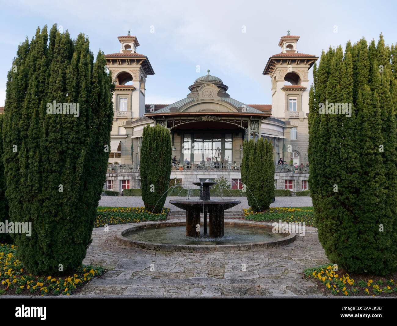 Il Casino de Montbenon e il suo giardino con fontana di acqua Foto Stock