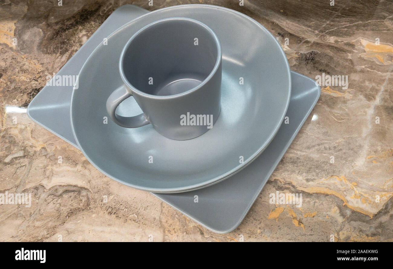 Teaset sulla tabella di onice Foto Stock