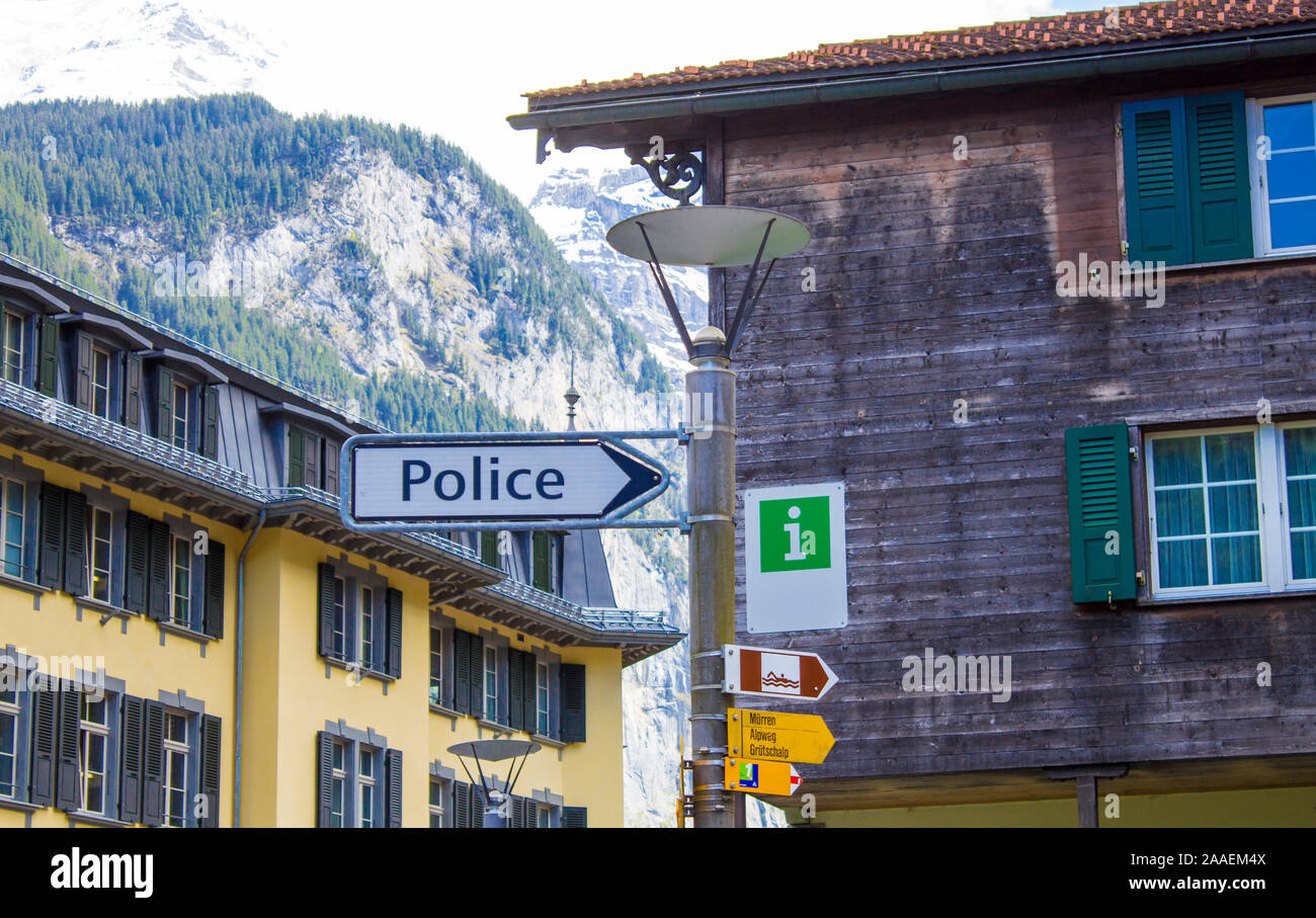 Puntatore polizia. simbolo: stazione di polizia Foto Stock