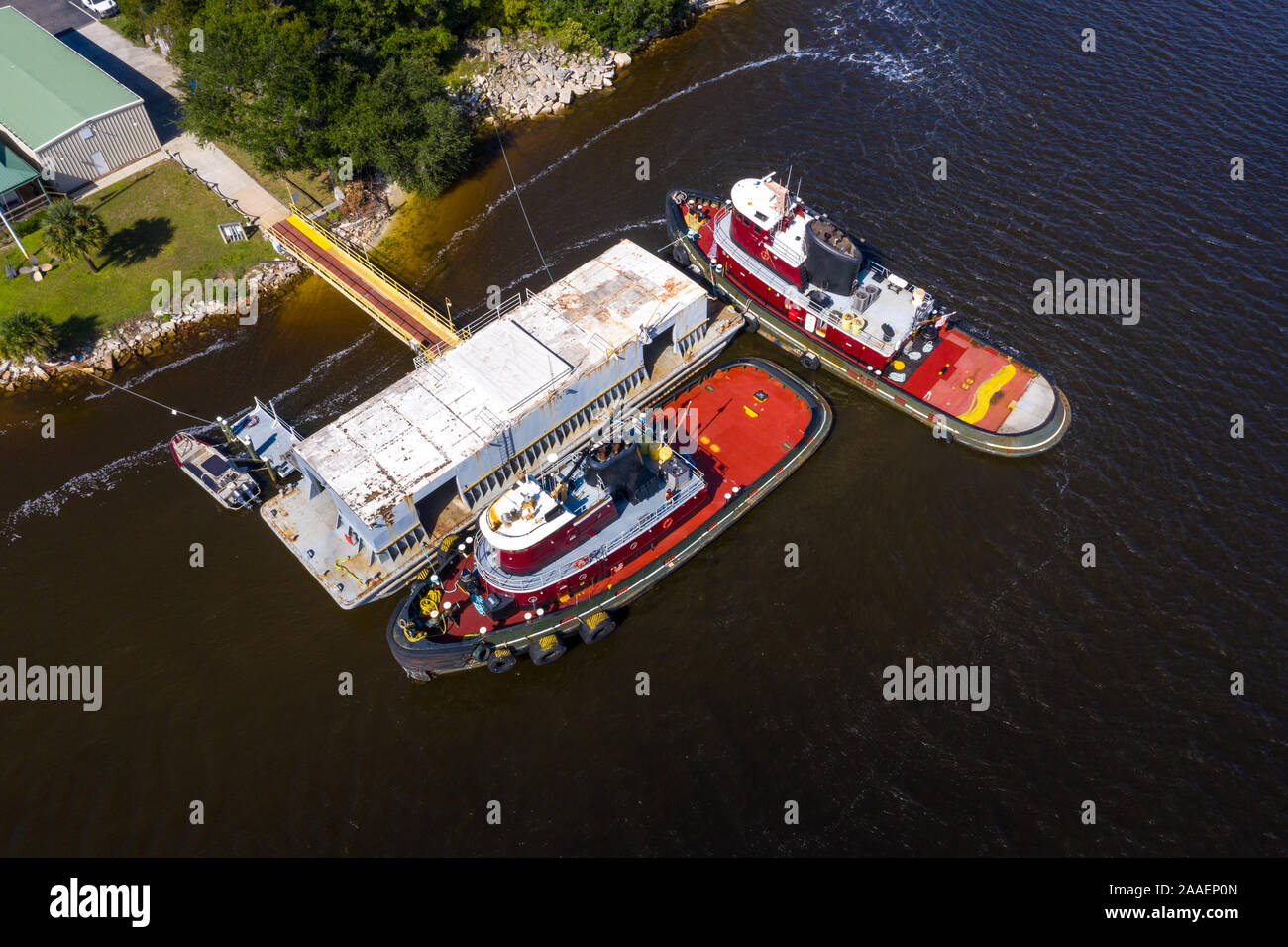 Barche rimorchiatore docket presso la loro stazione a Jacksonville, FL. Foto Stock