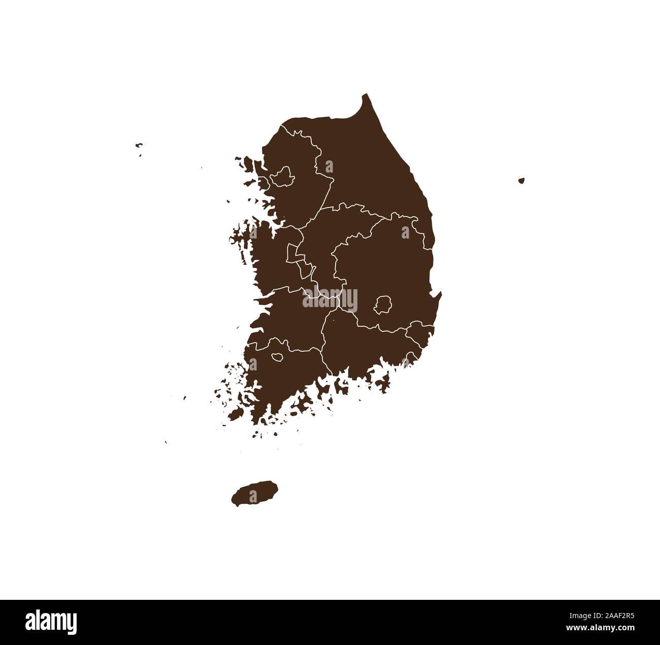 Corea del Sud Mappa, membri mappa di confine. Illustrazione Vettoriale. Illustrazione Vettoriale