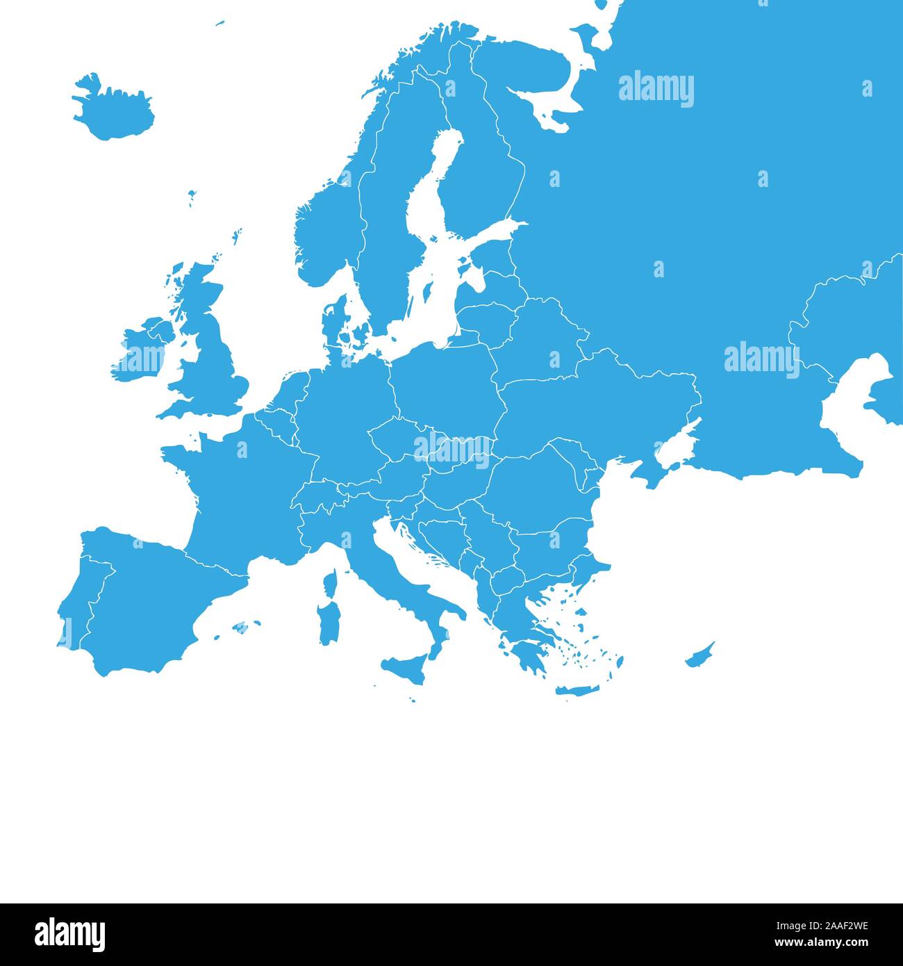 Mappa Europa con i confini, illustrazione vettoriale. Illustrazione Vettoriale