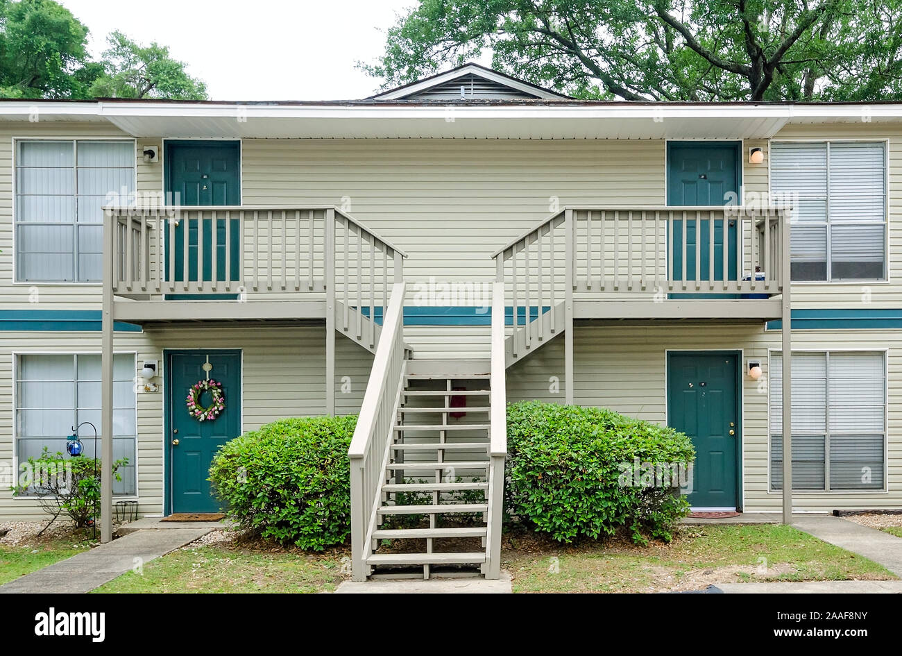 Un multi-unità appartamento edificio è mostrato a Robinwood Appartamenti in Mobile, Alabama. Foto Stock