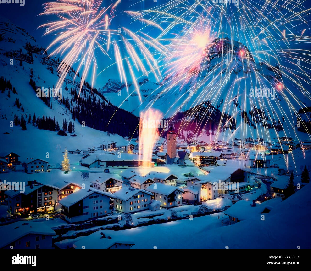 A - Vorarlberg: nuovo anno le celebrazioni a Lech am Arlberg su Foto Stock