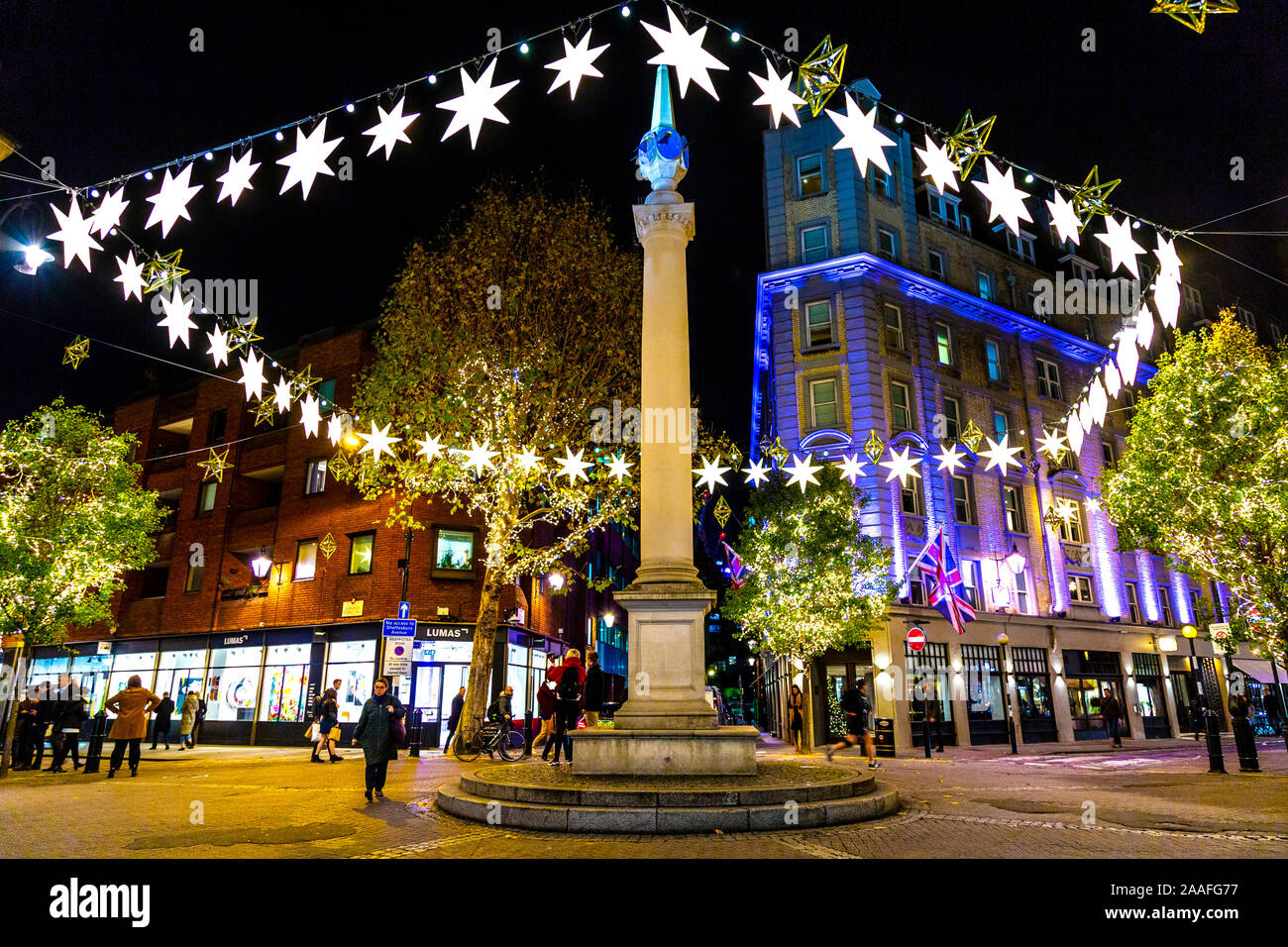 Seven Dials a Covent decorate di mercato per la festa di Natale stagione, London, Regno Unito Foto Stock