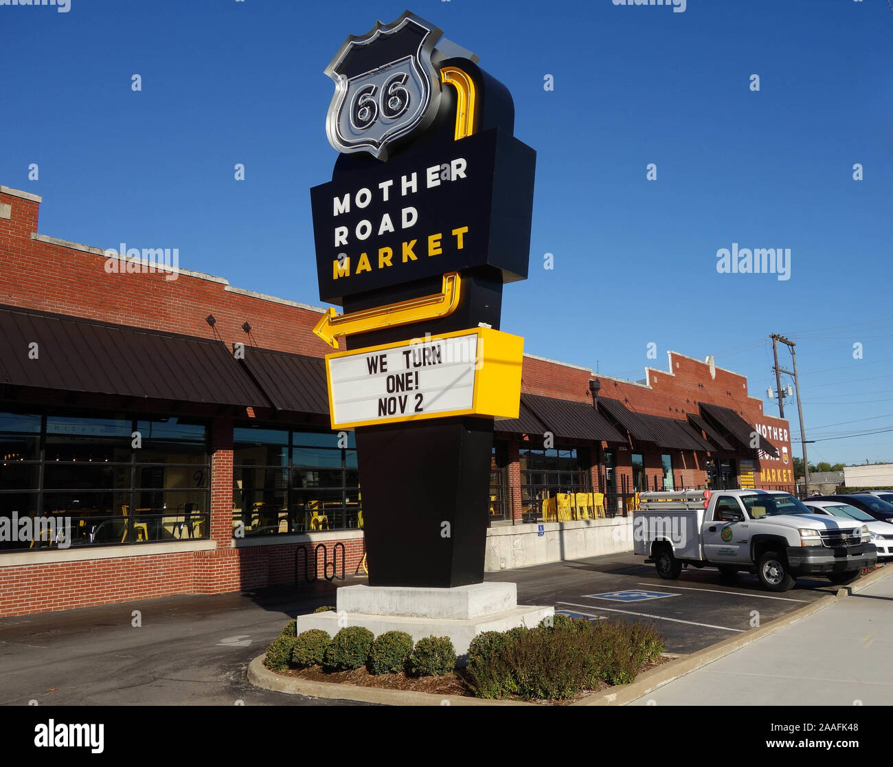 Madre road market food hall sul percorso 66 in Tulsa Oklahoma Foto Stock