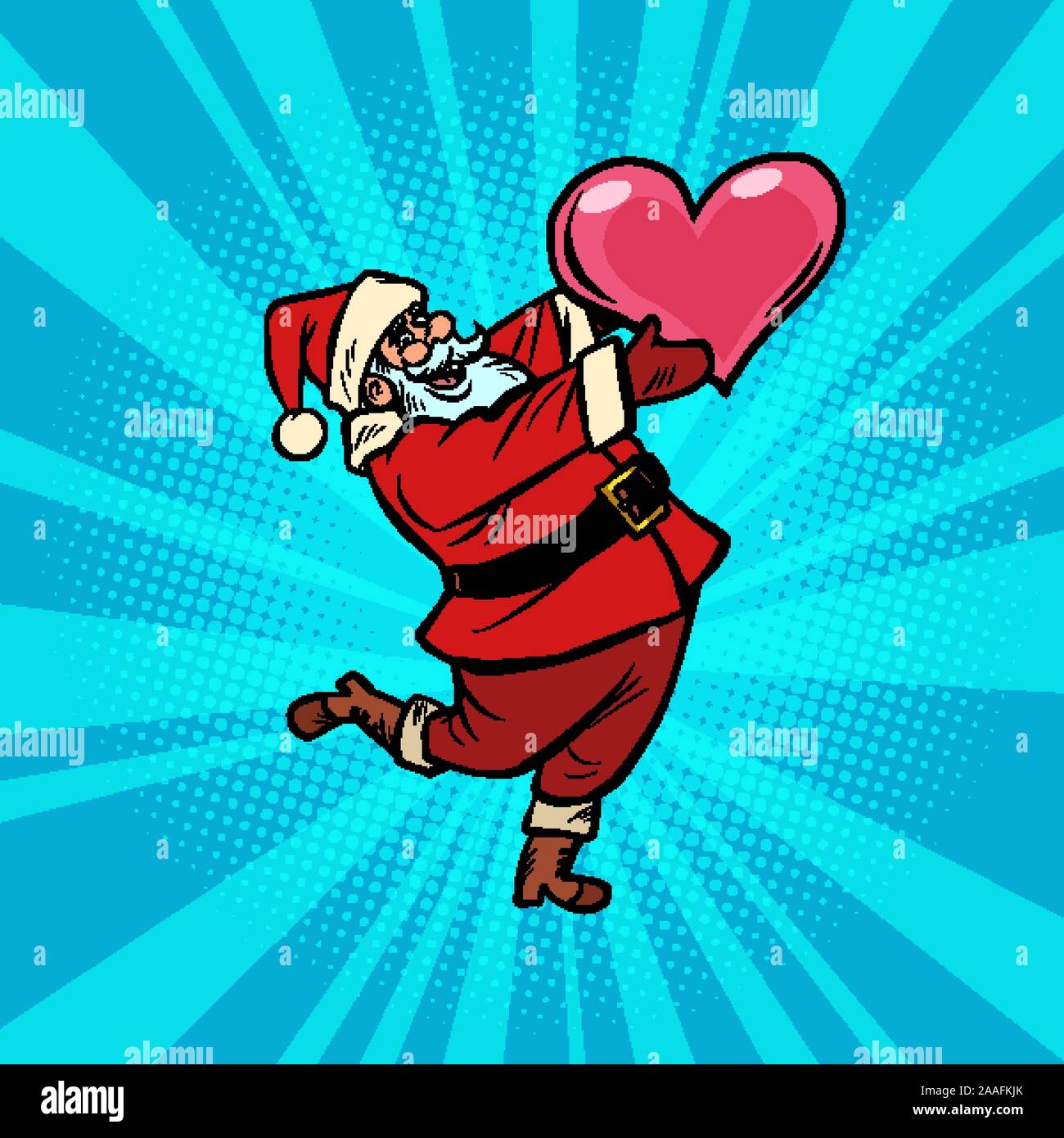 Babbo Natale con cuore. Fumetto pop art retro Illustrazione Vettoriale
