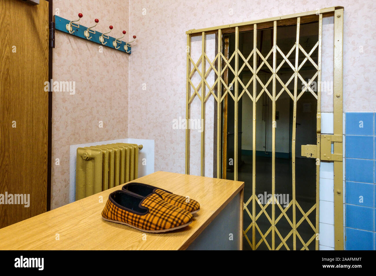 Stasi Museum Memorial, un ex Stasi Remand Prison in Dresda camera ricevente Bautzner Strasse Sassonia Germania comunismo Foto Stock