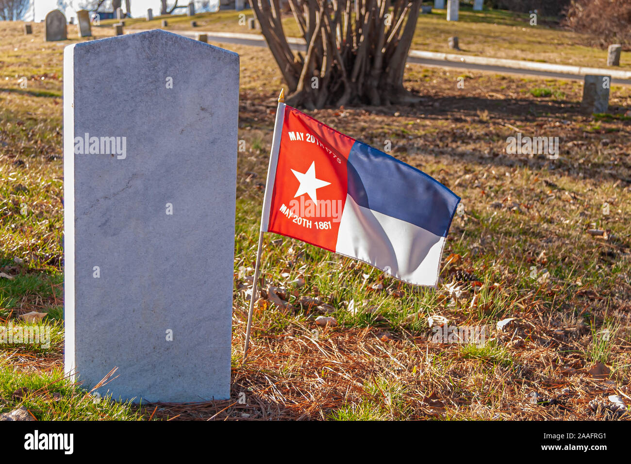 Marcatura di pietra una guerra civile soldato nel cimitero di Hollywood, Richmond, VA. Foto Stock