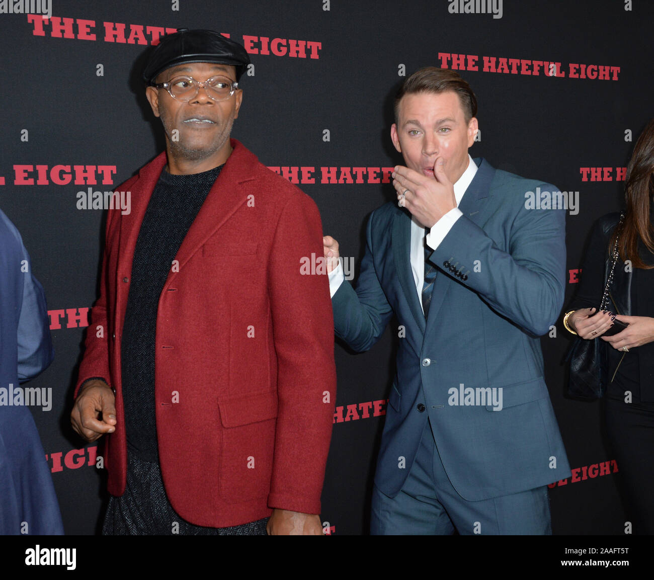 LOS ANGELES, CA - 7 dicembre 2015: Attori Samuel L. Jackson & Channing Tatum al premiere "l'odioso otto' © 2015 Paul Smith / Featureflash Foto Stock