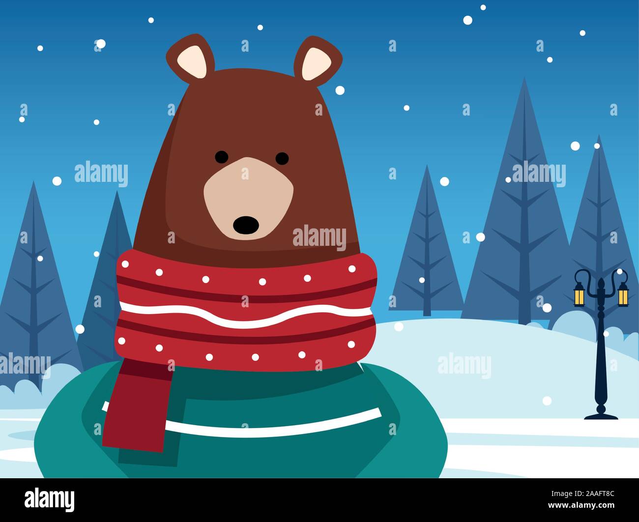 Buon Natale design con orso grizzly con sciarpa e un maglione Immagine e  Vettoriale - Alamy