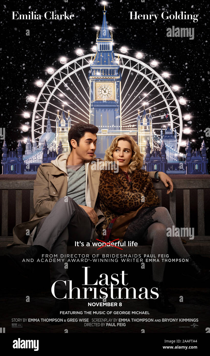 Lo scorso Natale (2019) diretto da Paul Feig e interpretato da Madison Ingoldsby, Emma Thompson, Boris Isakovic e Emilia Clarke. Romanticismo colpisce per Kate e Tom in questa commedia romantica basato intorno al Wham! Canzone. Foto Stock