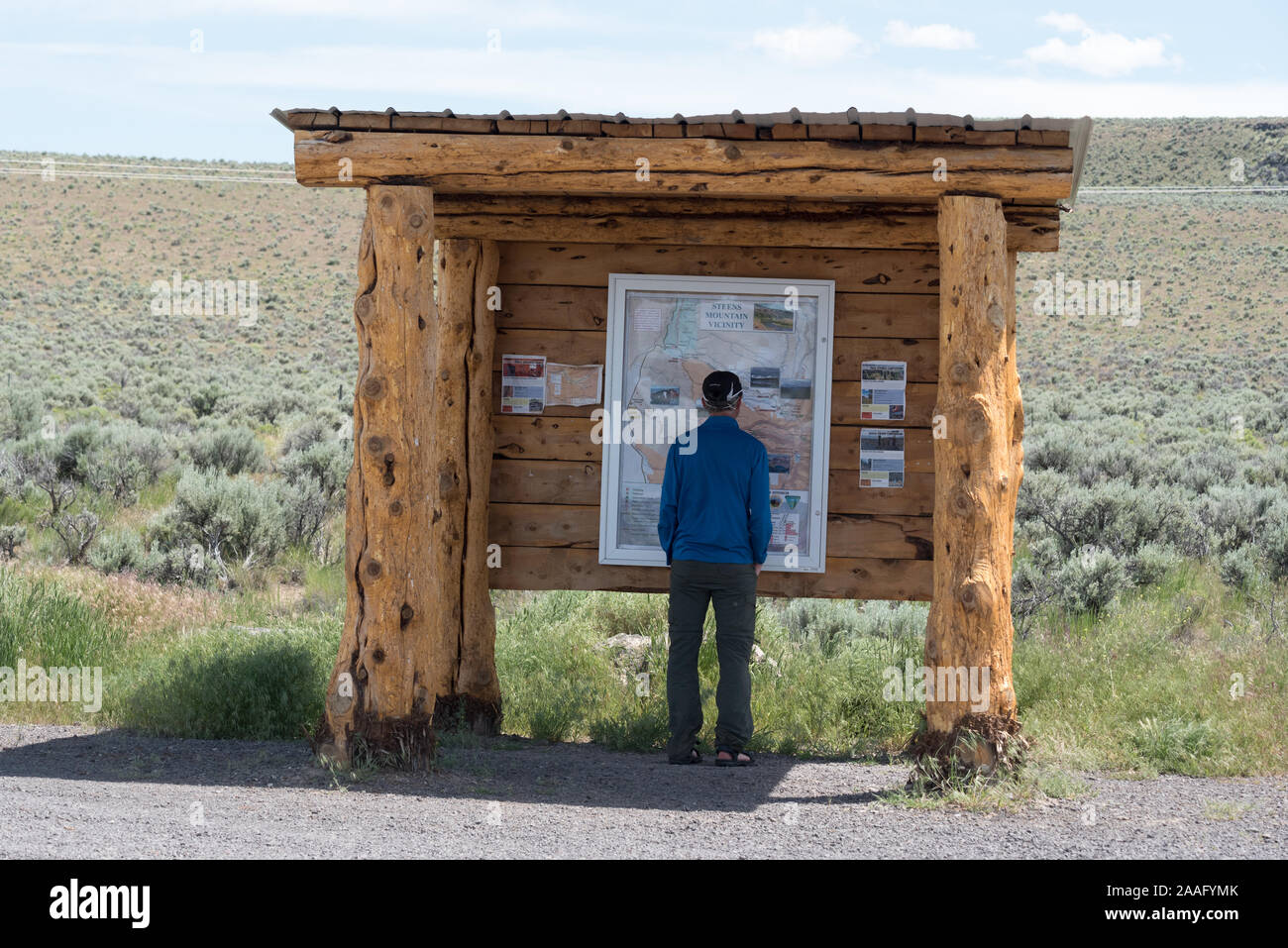 Visitor Information kiosk, Steens cooperativa di montagna e gestione della zona di protezione, Oregon. Foto Stock