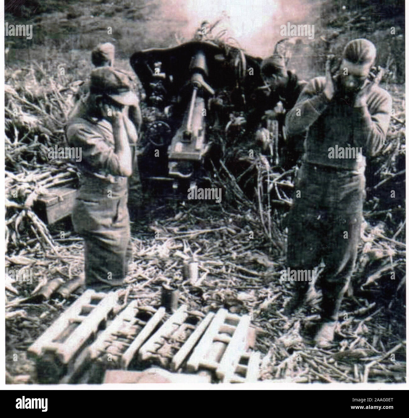 I soldati tedeschi da Wiking Division fire la loro artiglieria sul fronte russo 1942 Foto Stock