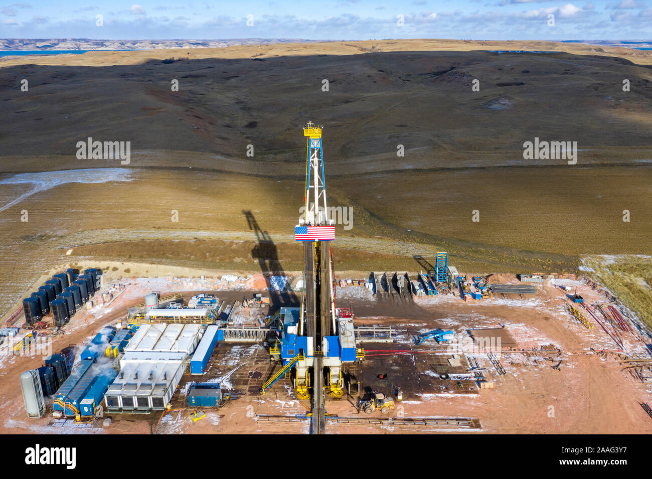 Watford City North Dakota - Produzione olio in Bakken, formazione argillosa. Foto Stock