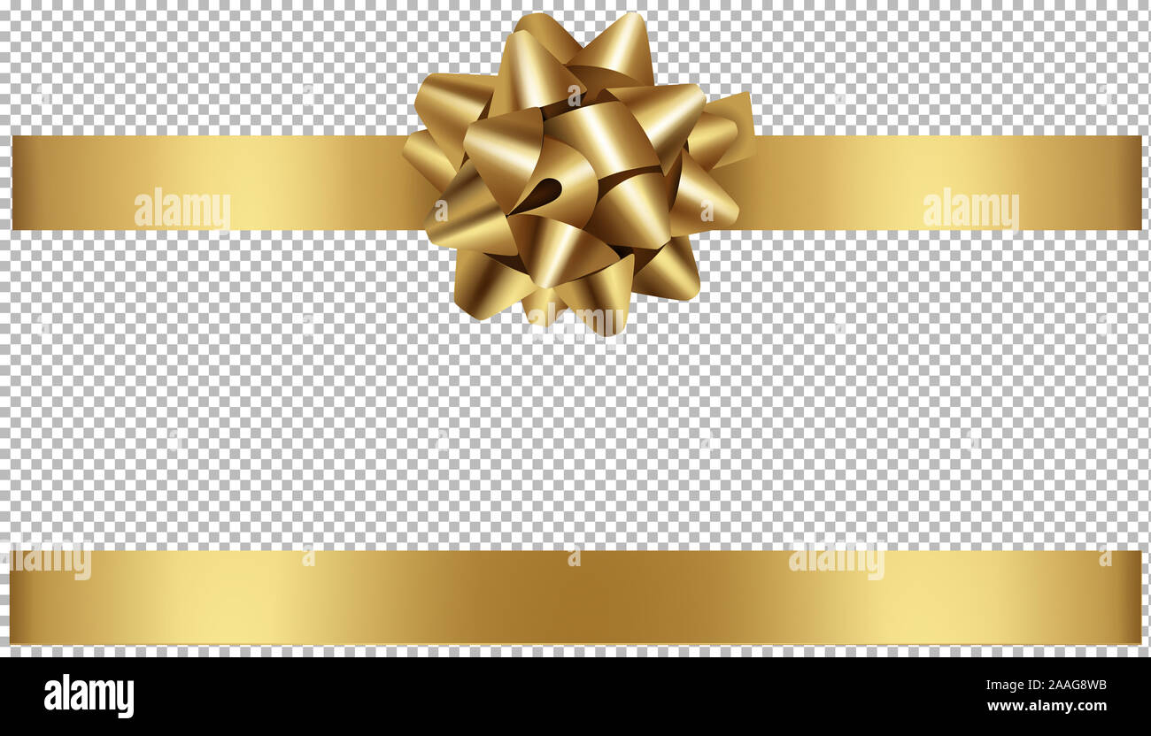 L'oro di prua e illustrazione del nastro per natale e decorazioni di compleanno Foto Stock