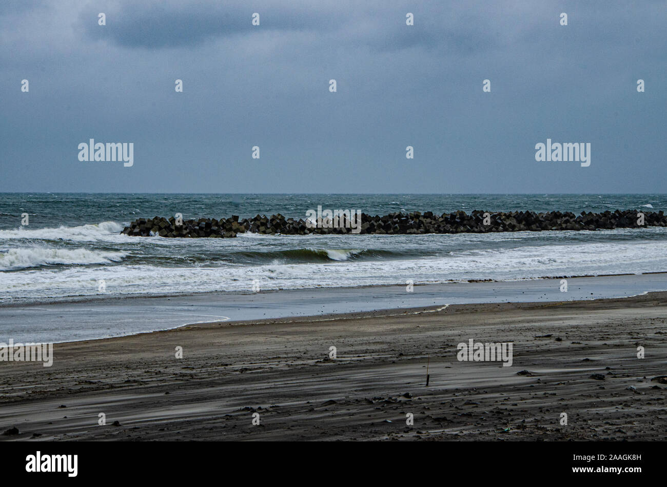 Seawall nella prefettura di Fukushima, Giappone Foto Stock
