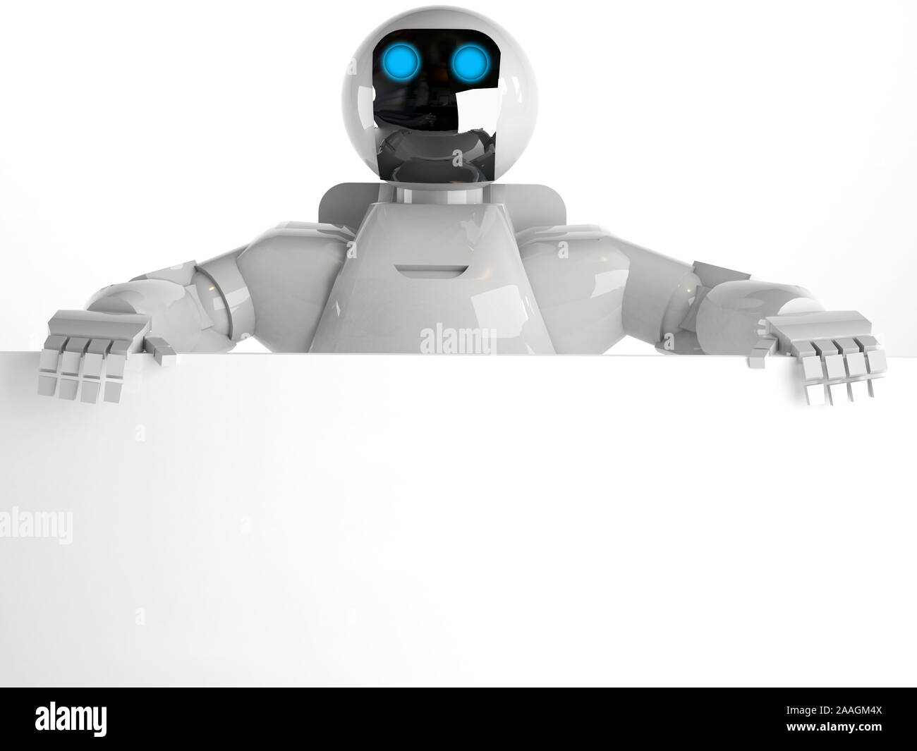 Carino il robot che mostra il pannello - 3D render Foto Stock