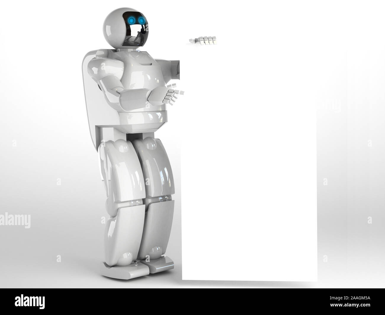 Carino il robot che mostra il pannello - 3D render Foto Stock