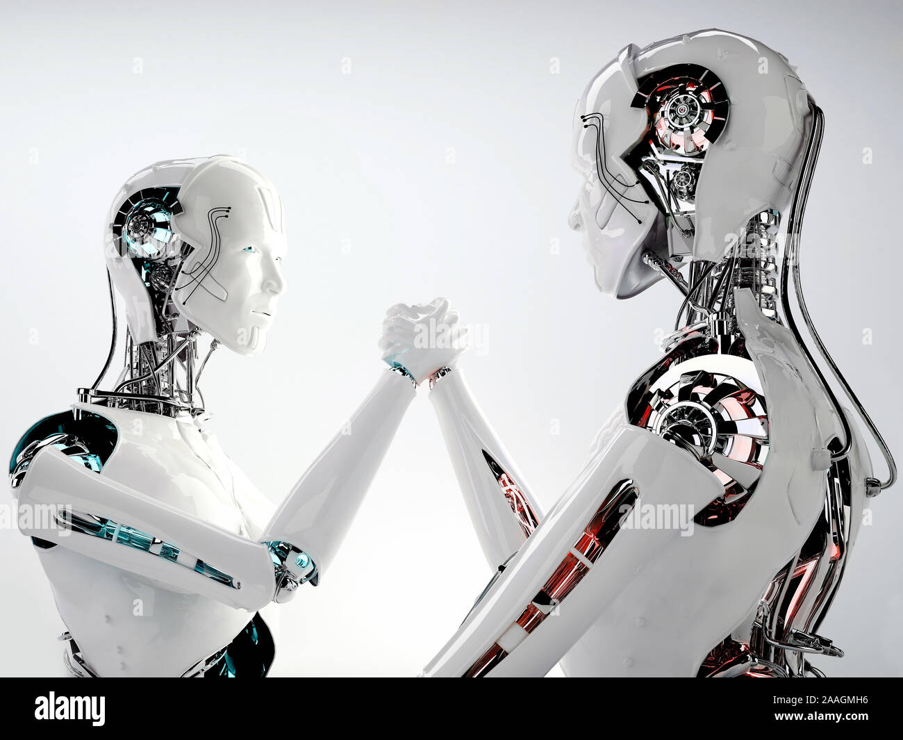 Robot Androide uomini in team - team bot concetto- 3D render Foto Stock