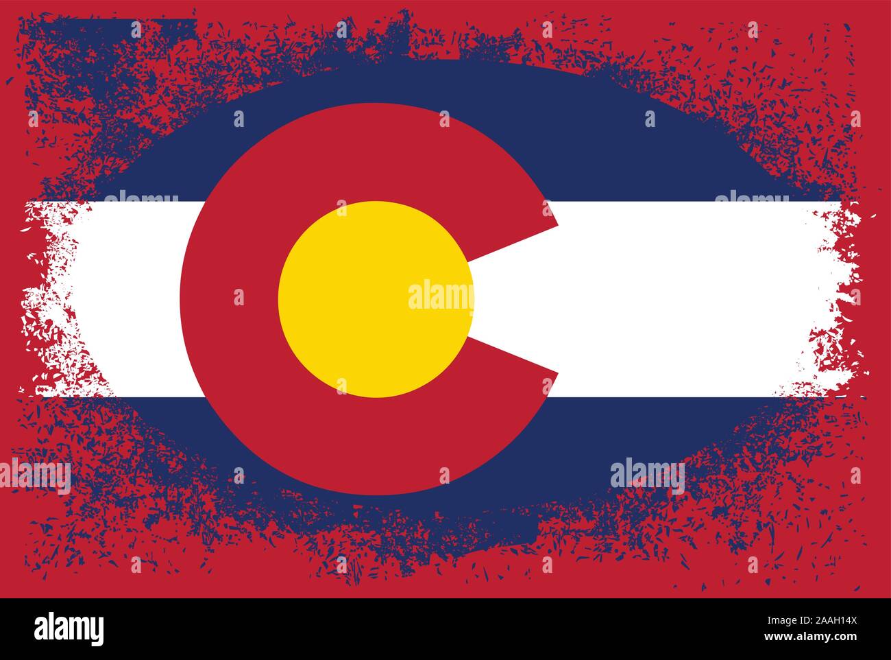 Bandiera degli Stati Uniti Stato del Colorado con un ovale di grunge Illustrazione Vettoriale