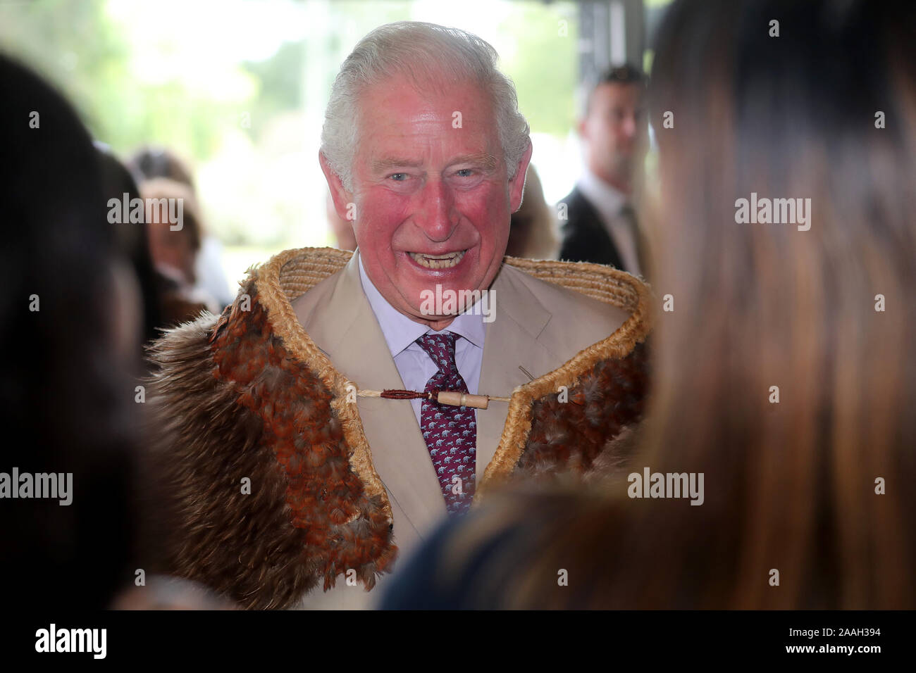 Il Principe di Galles durante la sua visita a Tuahiwi Marae, tribale un terreno di incontro sull'Isola del Sud della Nuova Zelanda, il sesto giorno della royal visita. Foto di PA. Picture Data: Venerdì 22 Novembre, 2019. Foto di credito dovrebbe leggere: Chris Jackson/PA FILO Foto Stock