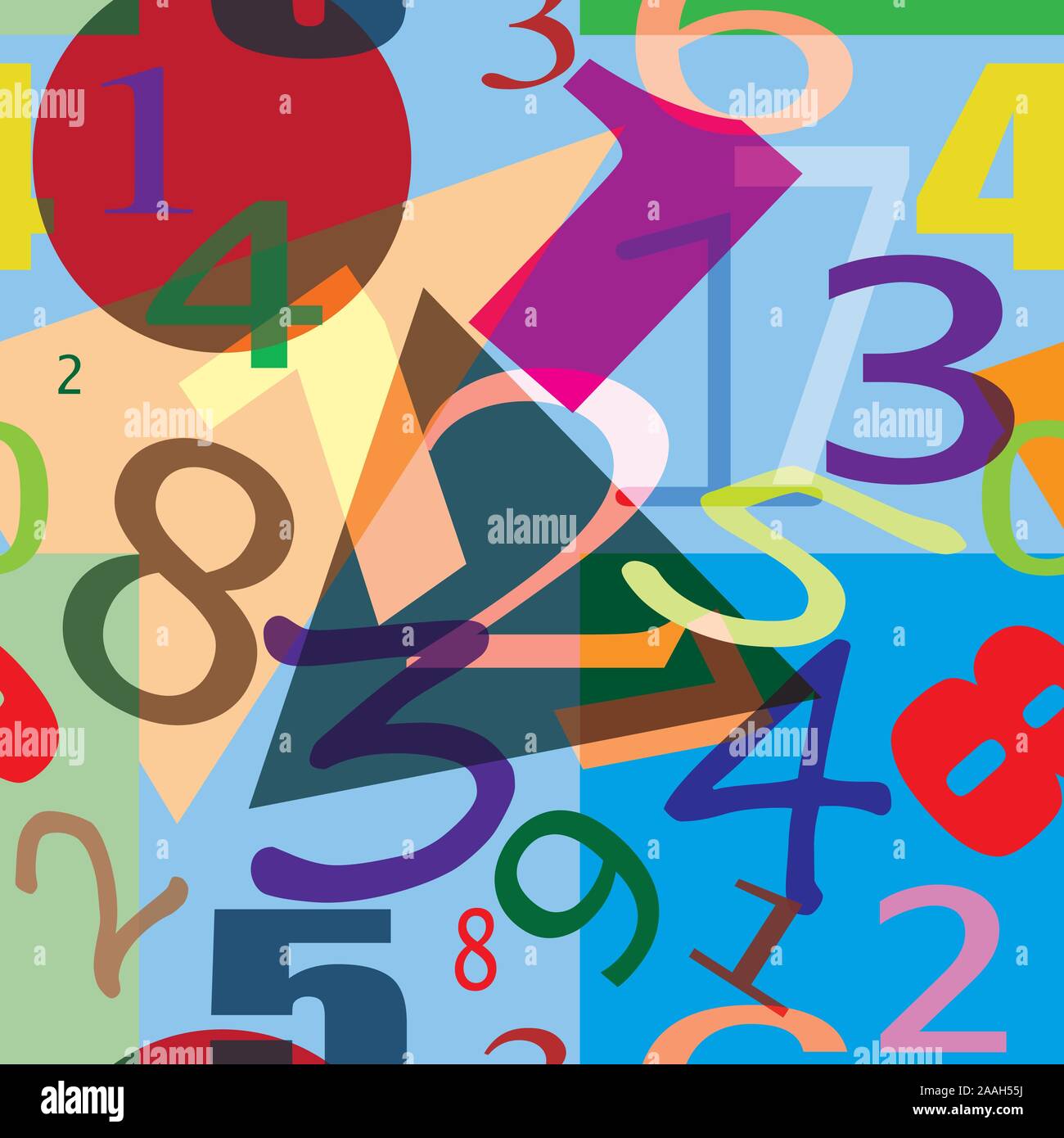 Vettore di Seamless pattern colorati con numero di elementi. Illustrazione Vettoriale