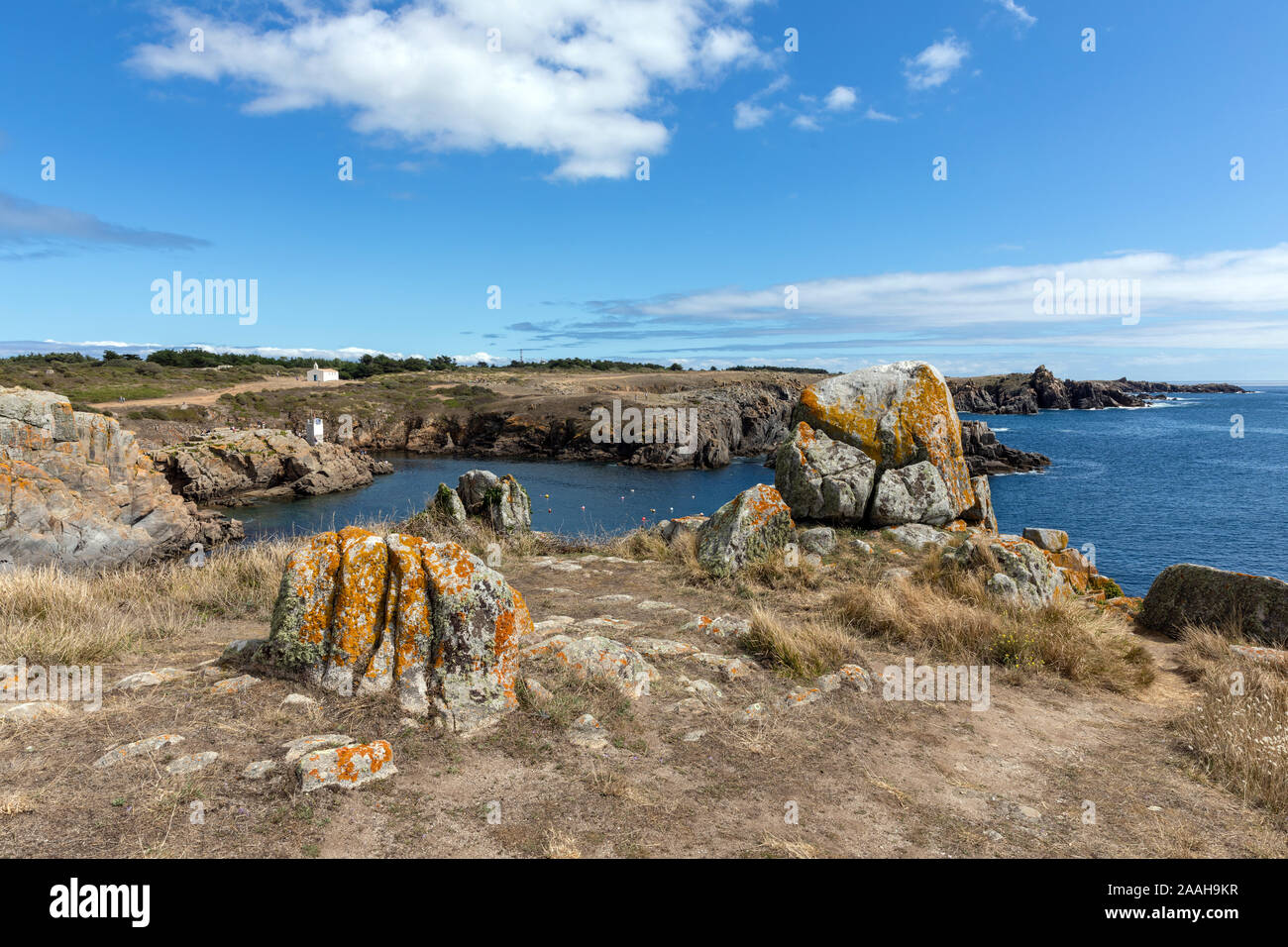 Paesaggio all'entrata del porto di La Meule sull'isola di Yeu (Vendee, Francia) Foto Stock