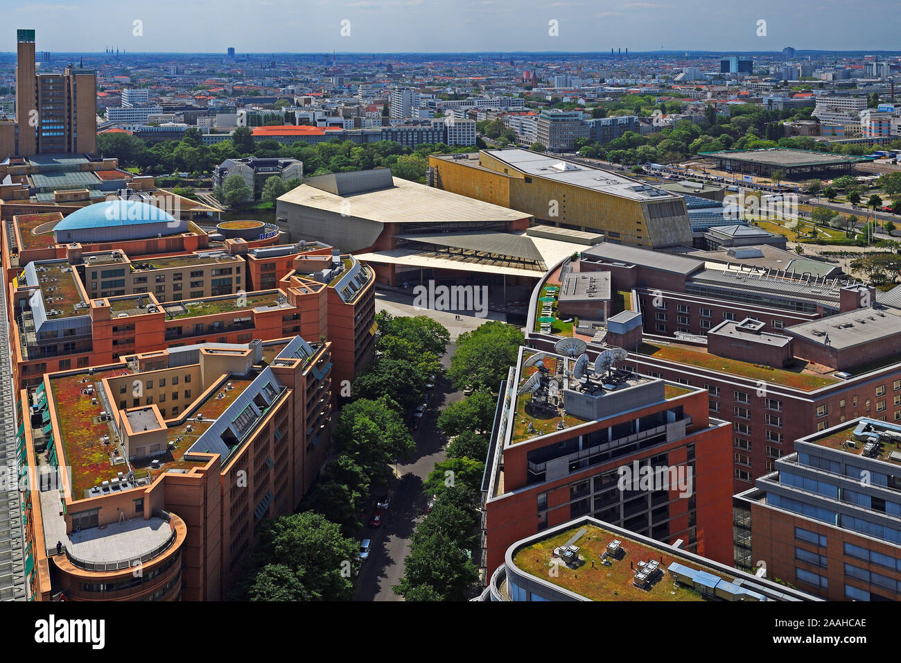 Blick über das Daimler Chrysler areale di am Potsdamer Platz di Berlino, il Tiergarten, Deutschland Foto Stock