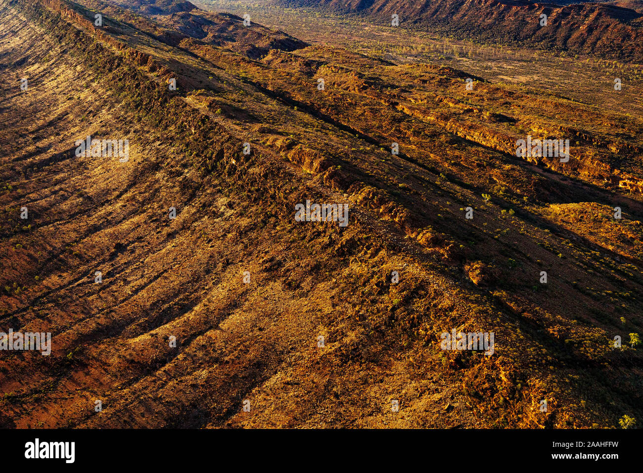 Vista aerea del George Gill varia in remote Australia centrale nel territorio del Nord Foto Stock